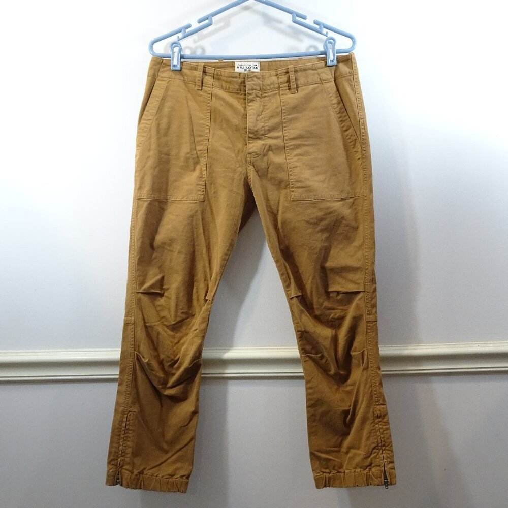 Nili Lotan Brown Cotton Mid Rise Cropped Ankle Zip Jogger Pants Size 10